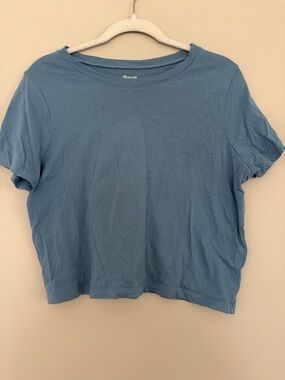 Madewell Blue Crewneck Cropped Tee Small